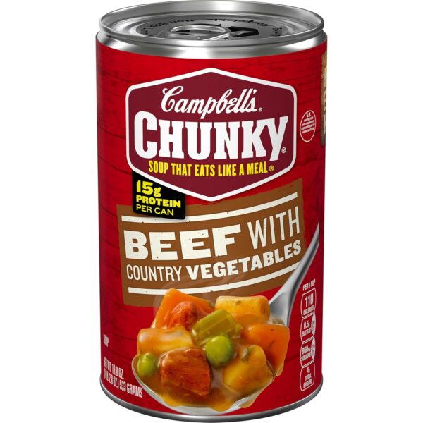 Campbell’s Chunky Soup, Beef Soup with Country Vegetables, 18.8 Oz Can